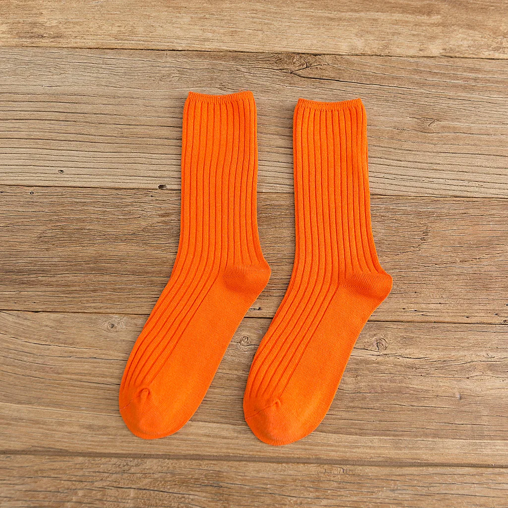 5 Pairs Of Women Middle Tube Cotton Socks Solid Color Ladies Warm Soft Socks M1008