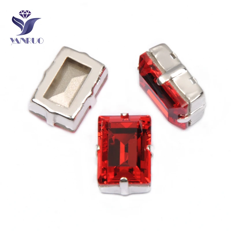 Light Siam YANRUO, 4527, Ступенчатая огранка, кристаллы для шитья, Необычные камни, стразы, блестящие камни, заостренные сзади, стеклянные стразы, аксессуары для одежды - Цвет: Light Siam