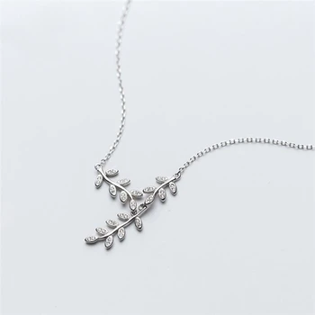 

Olive Branch Leaves Clavicle Chain Creative Student Forest 925 Sterling Silver Temperament Female Necklace SNE103