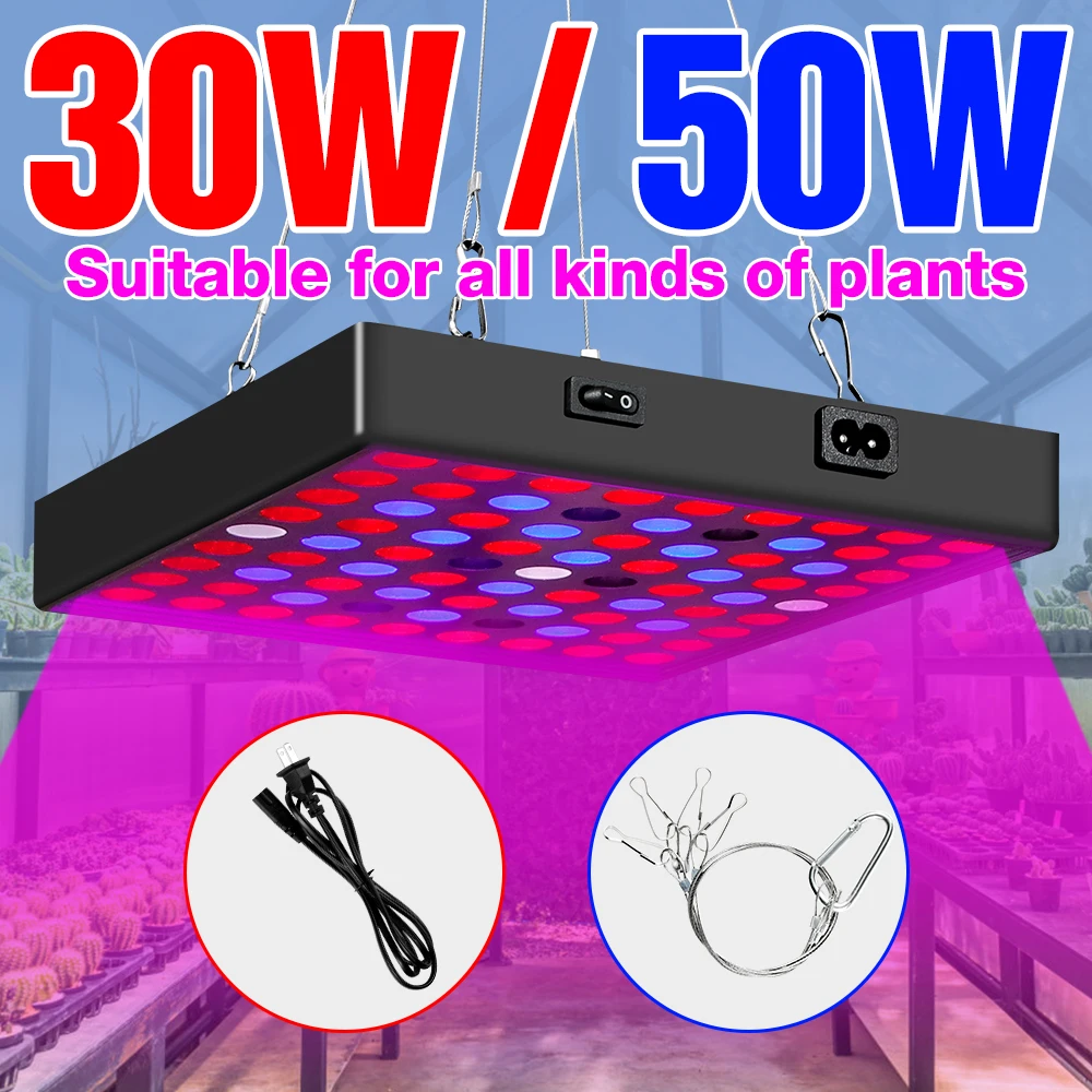 

BiaRiTi LED 50W Full Spectrum Light 30W LED Plant Lamp 220V Grow Light 110V Flower Seed Greenhouse Lamp Phytolamp EU US UK Plug