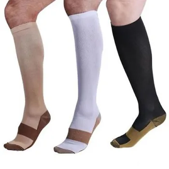 

S-XXL Spring Men's Women Compression Knee 3 Colors Coloblock Patchwork Socks 20-30mmHg Graduated