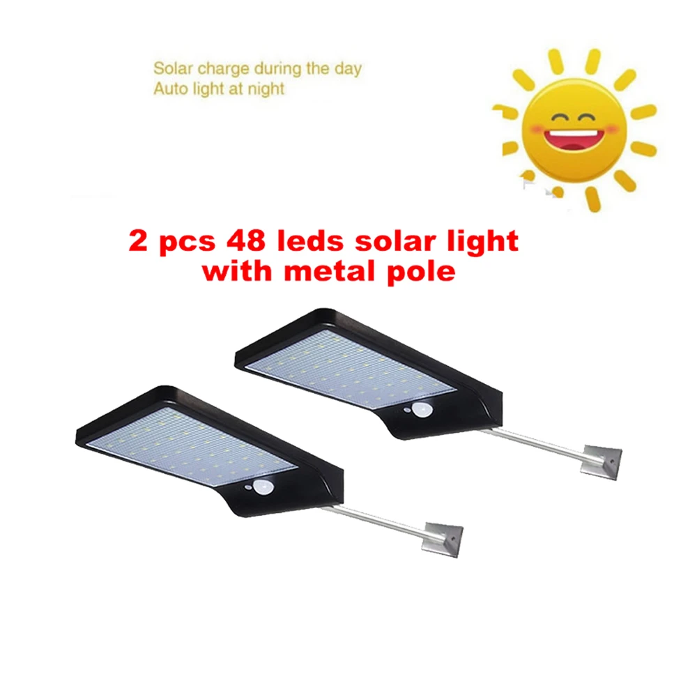 

2/4pcs 48 LED Solar Light Outdoor PIR Motion Sensor Wall Lamp Solar Garden Lights Waterproof SpotlightStreet Yard Path Light sec