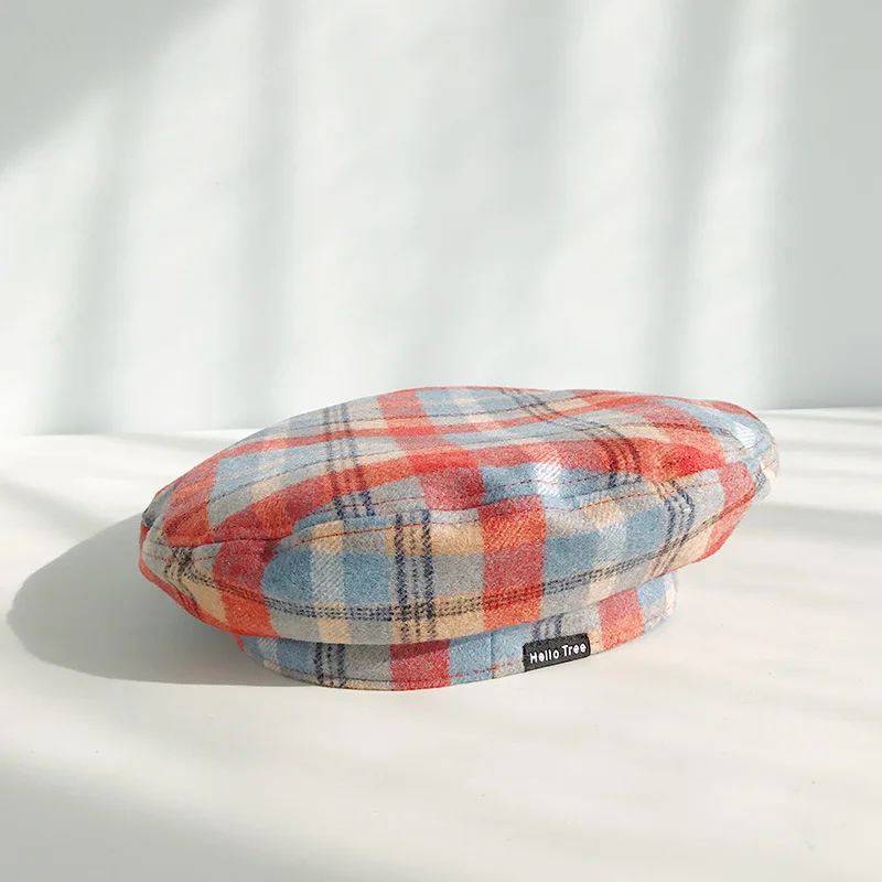 iClosam Brand Women Elegant beret For Winter Female Hats Plaid Vintage Fashion Octagonal Casual Autumn Women's Cap - Цвет: HLGZ