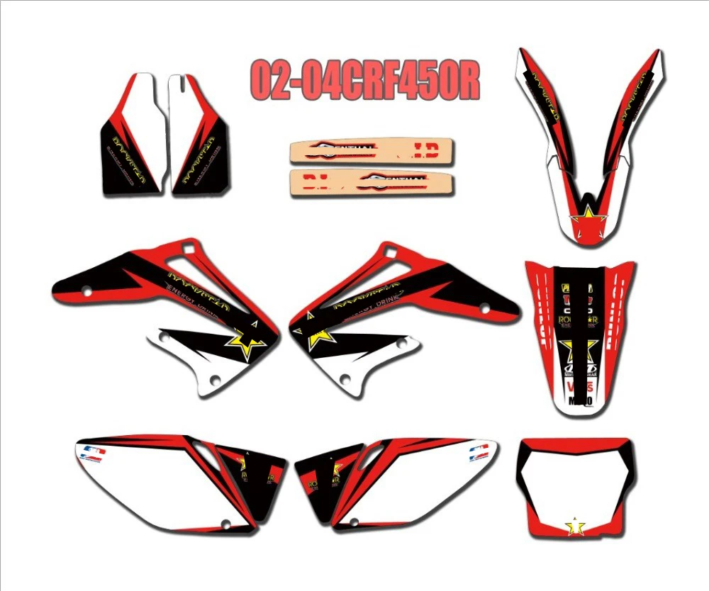 Стиль командная звезда графика и фоны наклейки Наборы для Honda CRF450R CRF450 2002 2003 2004 CRF 450 450R