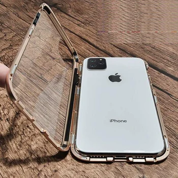 

Built-in Magnetic Case Glass Magnet Adsorption Case For iPhone 11 Pro Max Front and Back Glass Cover For iPhone 11 Pro Case