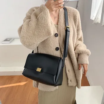 

Vintage Simple Large Capacity Shoulder Bags for Women Winter Trend Design Pu Leather Crossbody Bag Branded Female Handbags