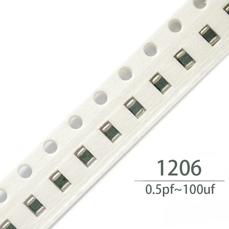 100 шт. 1206 smd конденсатор с алюминиевой крышкой Керамическая комплект 300pf 330pf 360pf 390pf