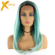 Мятно-зеленые синтетические парики для волос для женщин, высокотемпературный волоконный парик для волос, X-TRESS, длинные прямые парики для волос