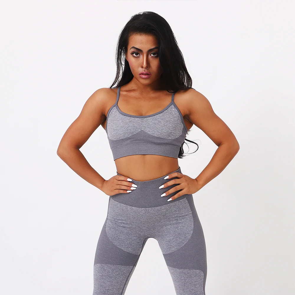 Goedkoop Vitale Naadloze Leggings Beha Yoga Set 2 Stuk Vrouwen Workout Gym Kleding Push Up Fitness Hoge Taille Patchwork Sportkleding Pak