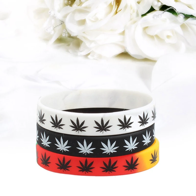 Индивидуальные силиконовые черно-белые браслеты и браслеты модные ювелирные изделия подарки браслеты с принтом кленового листа