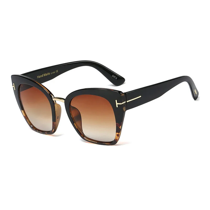 SIMPRECT, кошачий глаз, солнцезащитные очки для женщин,, роскошные негабаритные солнцезащитные очки, Ретро стиль, Ретро стиль, солнцезащитные очки, зеркальные оттенки для женщин, UV400 - Цвет линз: black leopard-tea