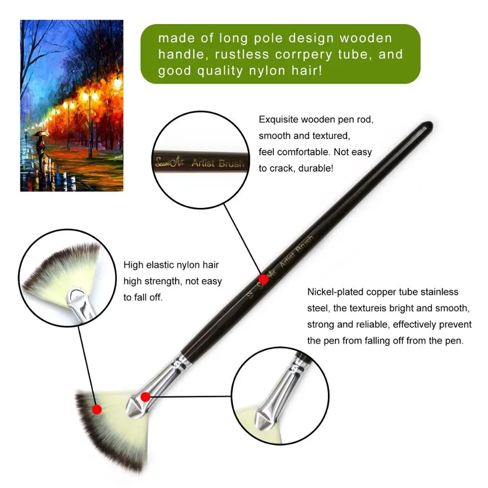 SeamiArt 6Pcs Fan shaped Nylon Hair Gouache Watercolor Paint Brush Set for School Painting Drawing Painting Brush Art Supplies 2 SeamiArt 6Pcs Fan shaped Nylon Hair Gouache Watercolor Paint Brush Set for School Painting Drawing Painting Brush Art Supplies 2