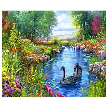 

Diy 5D Diamond Painting Swan Scenery Diamond Embroidery Cross Stitch Christmas Gift Home Decoration