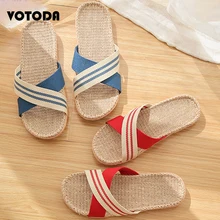 Летние льняные тапочки; мужские льняные шлепанцы; сандалии унисекс; Домашние дышащие шлепанцы на плоской подошве; Мужская Повседневная пляжная обувь