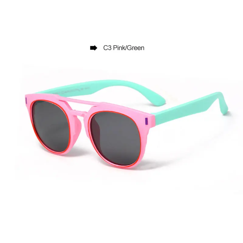 Модные Детские поляризованные солнцезащитные очки с двойным мостом для мальчиков и девочек, квадратные очки TR90, экологическая Гибкая Защитная оправа - Цвет линз: 3