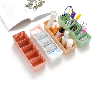 

Durable Small Clothing Folder Storage Boxes Socks Underwear Storage Box 5 Grids Portable Basket Plastic Folding Hollow Boxes