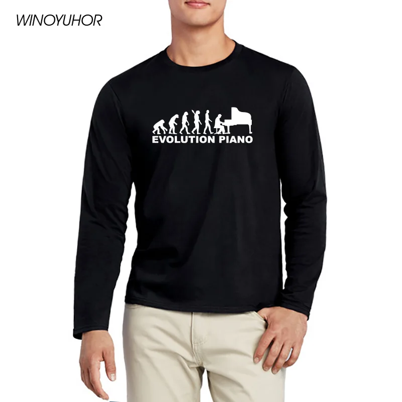 

Футболка мужская хлопковая с длинным рукавом и фортепиано