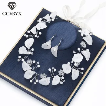 

CC Stud Earring and Necklace Jewelry Sets Pearl Engagament Wedding Accessories For Bride Women Luxury Party Beach Bijoux D072