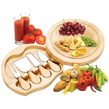 Knife-Set Cheese Wooden Stainless-Steel Customizable Four-Piece Box-Handle Logo-Printed