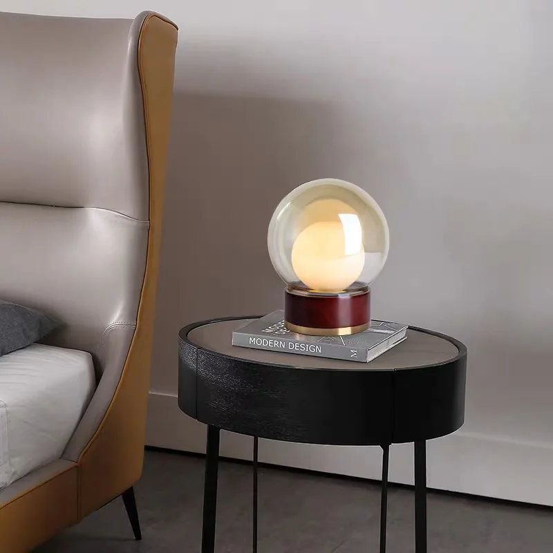 Modern LED desk lights wood glass creative study Simple living room lighting bedroom bedside table lamps