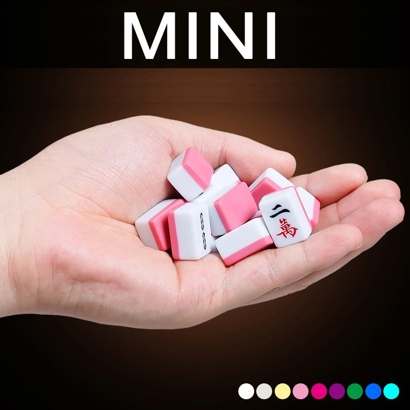 Hot Mini 22MM/24MM Portable Travel Mahjong Set Carry Bag Mah-jong With Leather Table Mat Indoor Entertainment Majiang Board Game