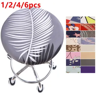 

1/2/4/6pcs Floral Printed New Round Chair Cover Bar Stool Cover Elastic Seat Cover Home Chair Slipcover Round Chair Stool