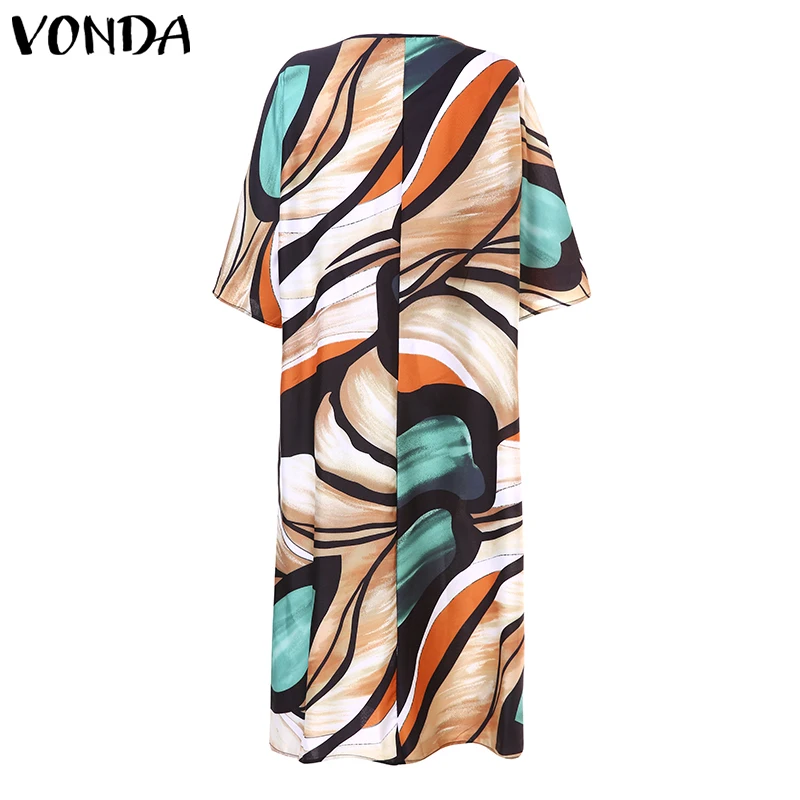 VONDA, Летнее Длинное платье, сексуальное, v-образный вырез, принт, богемное, Повседневное платье для будущих мам, короткий рукав, сарафан, Пляжное, для беременных, Vestidos