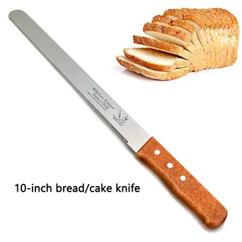 

10 Inch Stainless Steel Cake Layered Cutter Bread Knife Wooden Handle Fine Tooth Knife Baking Utensil Kitchen Pastry Tool