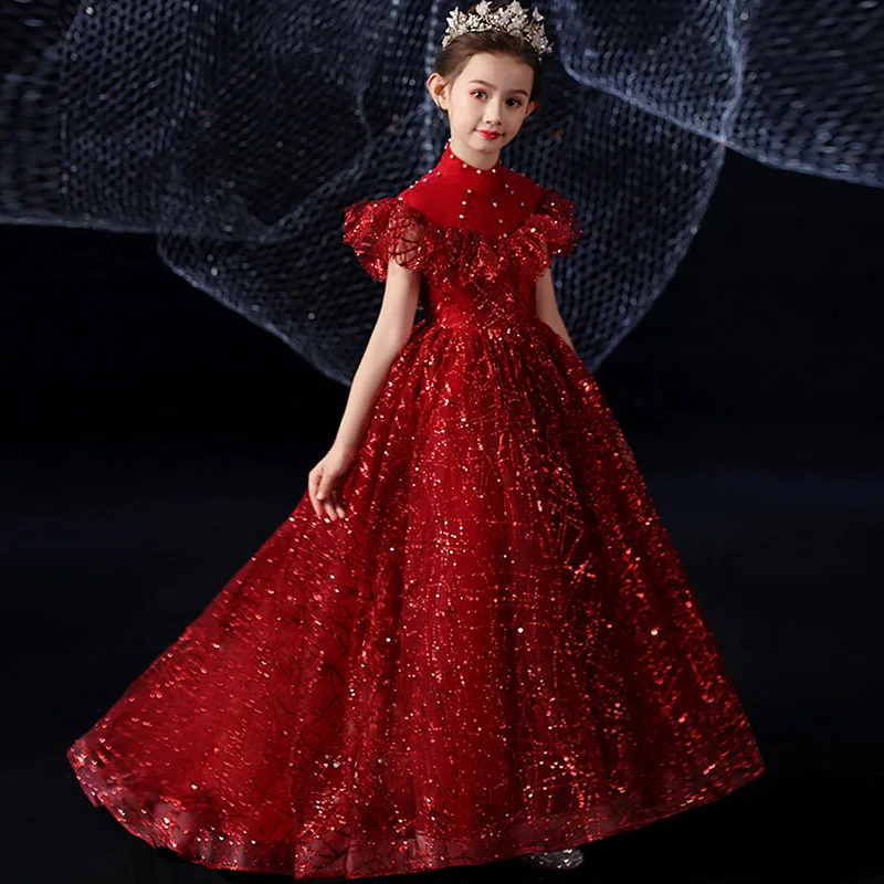 wine red flower girl dresses
