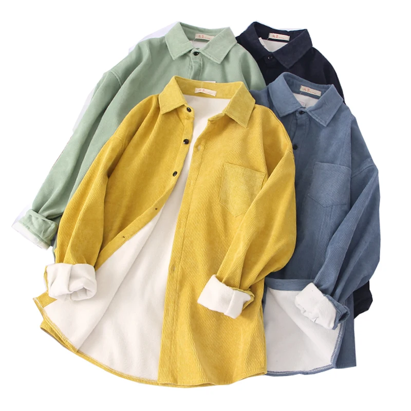 Best  Winter Thick Coat Women Plus Velvet Thickening Denim Loose Corduroy Jacket Female Long Sleeve Women