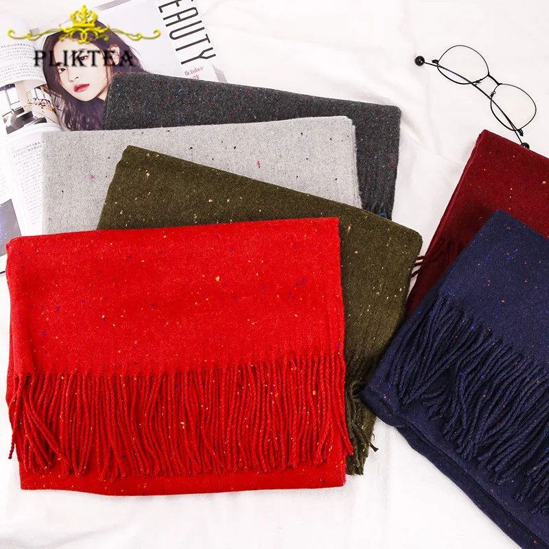 

PLIKTEA Red Navy Solid Color Scarf for Women Faux Cashmere Shawl Winter Female Hijab Scarf Women’s Warm Poncho Ladies Scarves