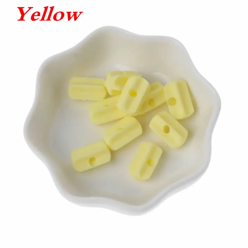 Yellow 10 шт. ребенка режутся зубы жевательные, бусины звезда силиконовый Прорезыватель для зубов для кормления, ювелирные изделия соски-пустышки для соски-пустышки делая BPA бесплатно - Цвет: Yellow