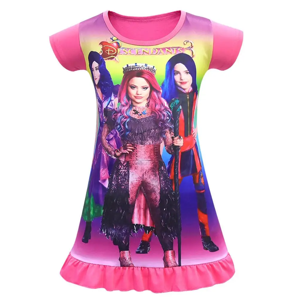 2020 Girls Kids Descendants 3 Pyjama Nightie Dress Cartoon Sleep Wear Print Nightgown Pajama Nightie Princess Nightwear Dress naruto outfits Cosplay Costumes