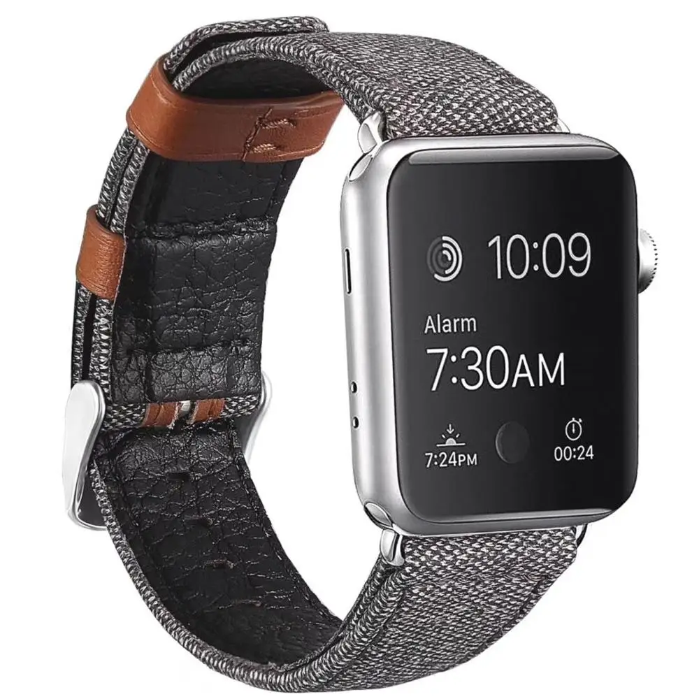 grey Тканевый и кожаный ремешок для apple watch band 42 мм 44 мм браслет для iwatch band 38 мм 40 мм серия 5 4 3 2 1 браслет - Цвет ремешка: grey