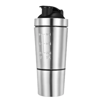 

1Pc Stainless Steel Double Storage Protein Shaker Bottle Protein Shaker Bottle for Gym Office Water Bottles