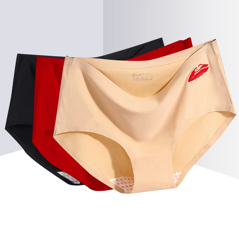 

3pcs/lot Women Sexy Panties Ice Silk Underwear Briefs Comfort Lingerie Mid Waist Pants Female Thong Underpants #F