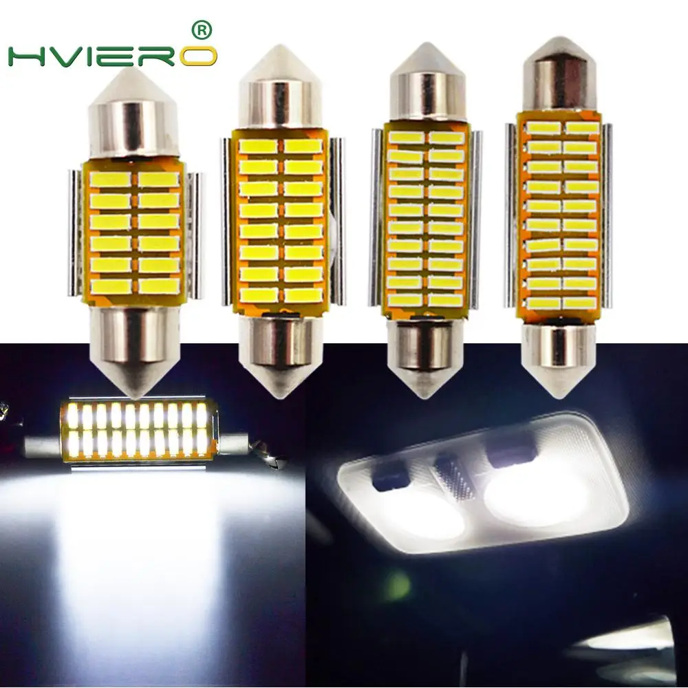 

Auto Led White Festoon Dome C5W C10W Bulb 31mm 36mm 39mm 42mm LED 4014 SMD Canbus Error Free Auto Interior Doom Lamp Auto Light