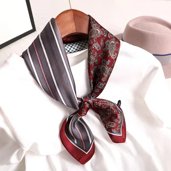 

Spring Autumn New Elegant silk Scarf Plaid Vintage 70 Sunscreen Scarves women Hair Tie Strap pashmina blanket poncho shawl