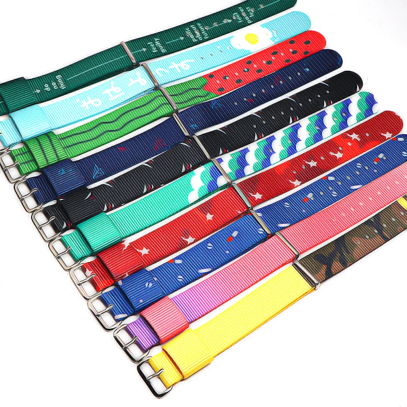 

Nylon NATO Watchband Heavy Duty Nylon Canvas Strap 20mm Striped Fashion Replacement Watch Band Top Quality