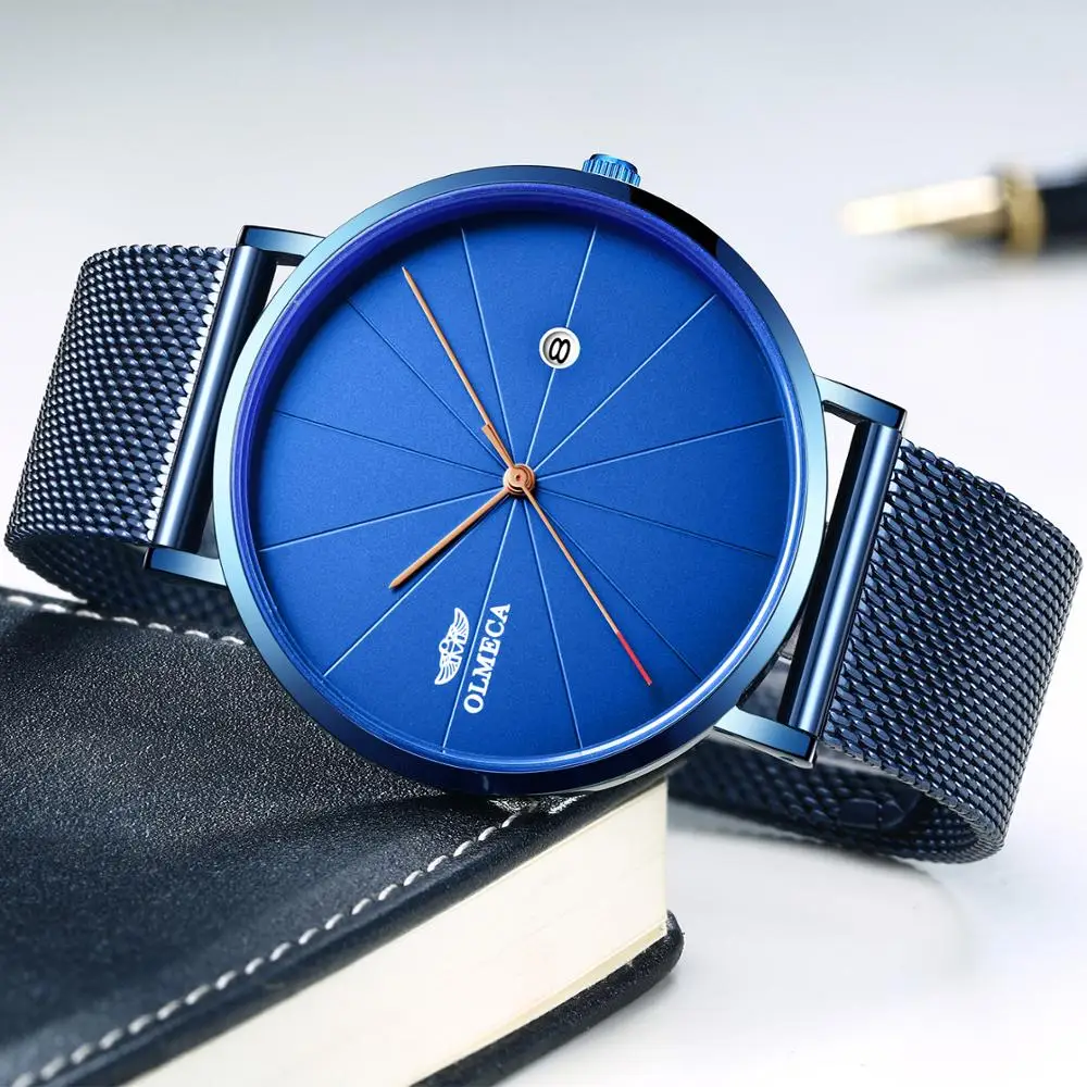 Günstig Top Marke OLMECA Quarzuhr Relogio Masculino Mode Kalender Datum Armbanduhr 3ATM Wasserdichte Military Armee Uhren Für Männer