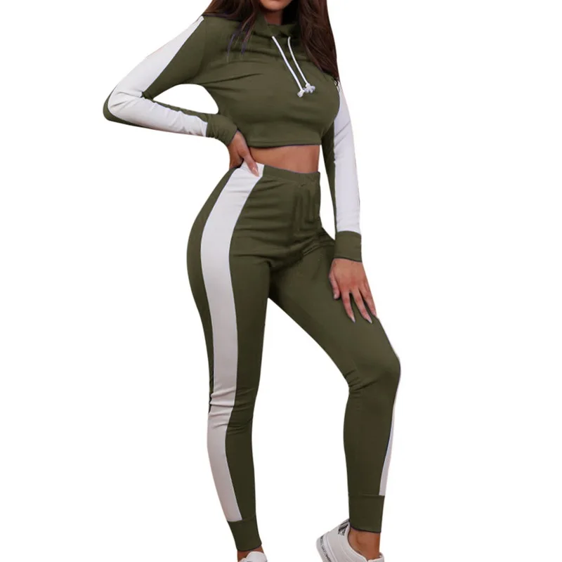 Женские комплекты для бега, костюмы для бега, женский спортивный костюм, спортивные штаны, костюмы для бега с длинным рукавом, повседневная спортивная одежда, набор размера плюс - Цвет: 01 Green