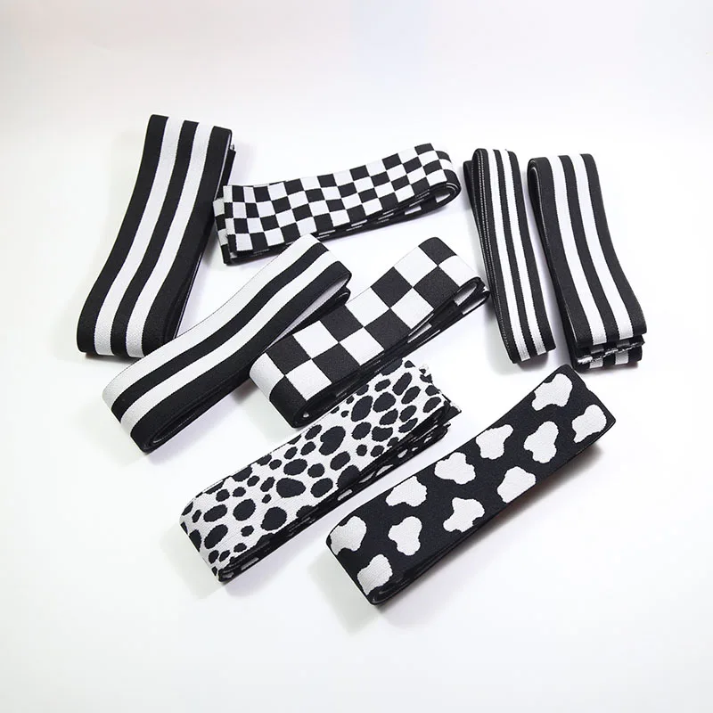 

Black and white skin-tight elastic band webbing pants waistband rubber band flat accessories elastic pants belt