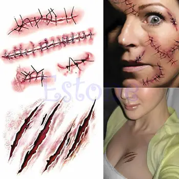 

New Halloween Fake Scab Blood Special Costume Makeup Zombie Scars Tattoos R3MF