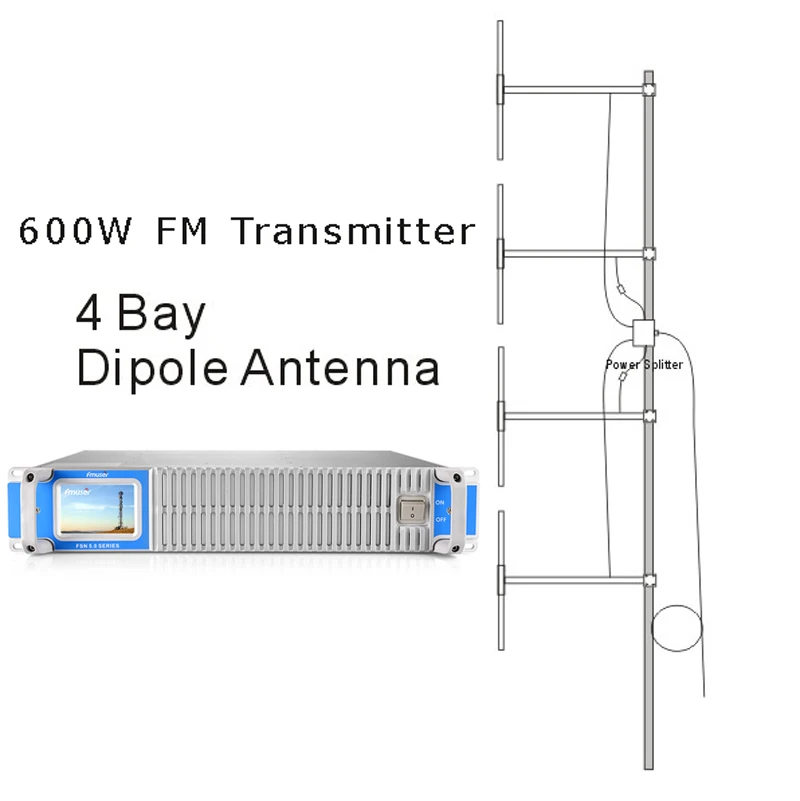 FMUSER FSN 600T передатчик 500 Вт 600 FM радио вещание и антенна 4 отсека dipole DP100 spliter|Теле-