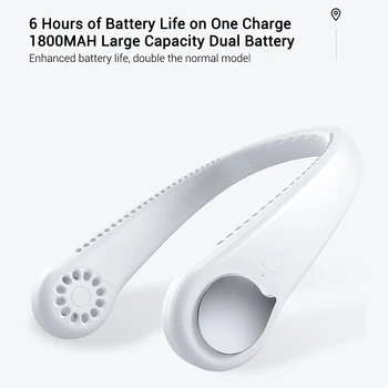 

Portable USB Neck Fan Rechargeable Battery Ultra Quiet Wearable Wind Hand Fan Air Conditioner Cooler Walking For Sports