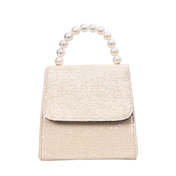 

Pearl Sequins Women'S Square Bag New Fashion Tote Casual Joker One Shoulder Crossbody White