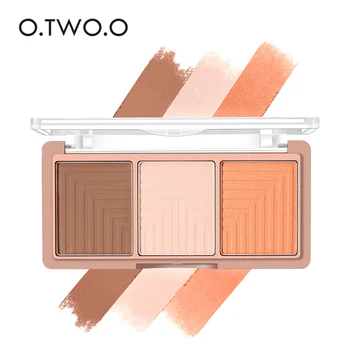 

O.TWO.O 3 Colors Highlighter Blusher Powder Palette Face Contour Powder Highlighter Blusher Bronzer Makeup Foundation Powder