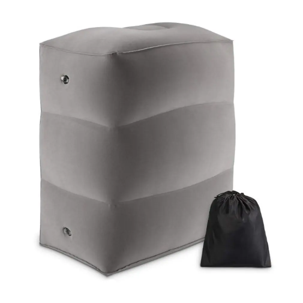 

Flocking Travel Inflatable Foot Pad Footstool Aircraft Warm Foot Stepping Mat Folding Adjustable Foot Stool