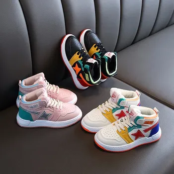 

New Winter Children Running Shoes Warm Lightweight Non-slip Leather Sneakers For Boys Girls Cotton Shoes Kids Baby Toddler Boots