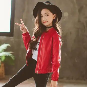 

Teenage Girls Jacket Kids Girls Fashion PU Leather Coat 2020 New Autumn Children Top Girls Long Sleeves Clothing 4 6 8 12 Years